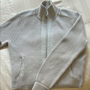 Club Monaco Gray Zip Up Sweater Ribbed Knit